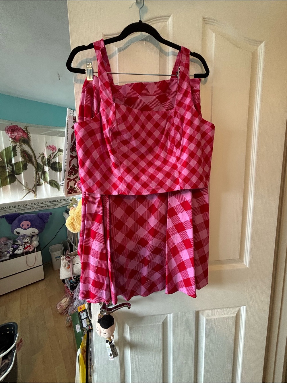 Scoop Pink/Red Gingham Set